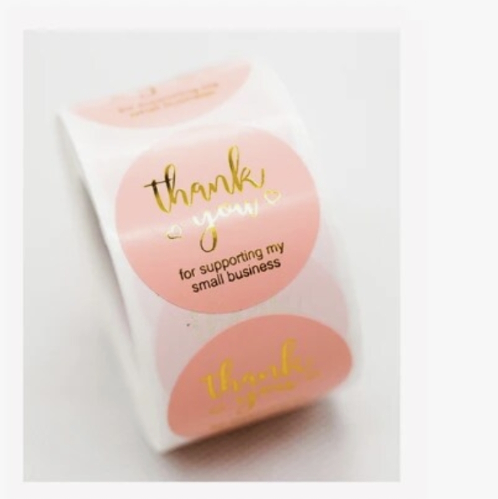🌻NEW Thank You One-Inch Peachy-Pink and Gold Stickers 500 Count Roll